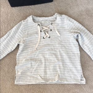 Madewell Striped Tie Front Sweater